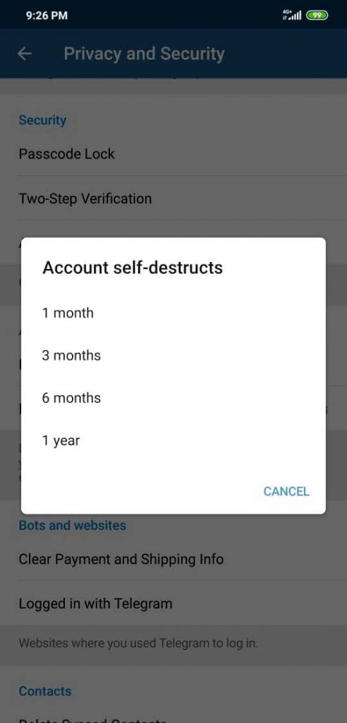 Telegram-Account-Self-destr